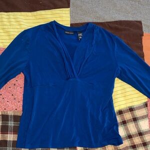 Cobalt Blue V-Neck Long Sleeve Top
